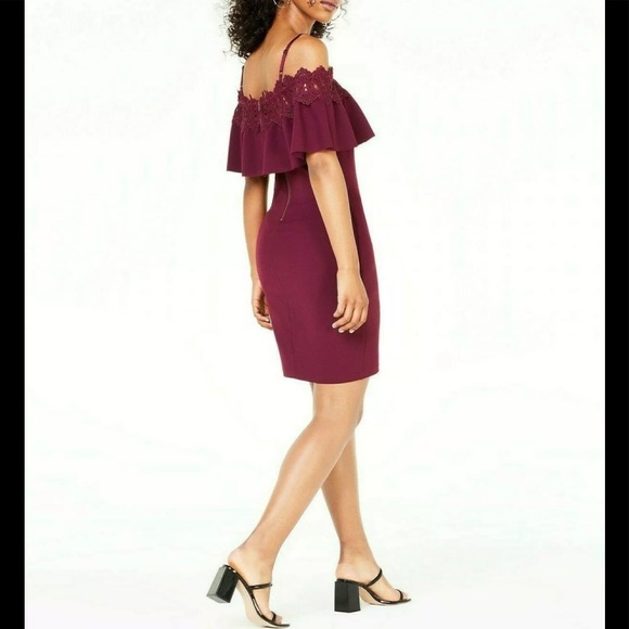 ⚡️SALE⚡️NWT BCX Juniors' Lace-Trim Off-the-Shoulder Dress - Picture 3 of 3